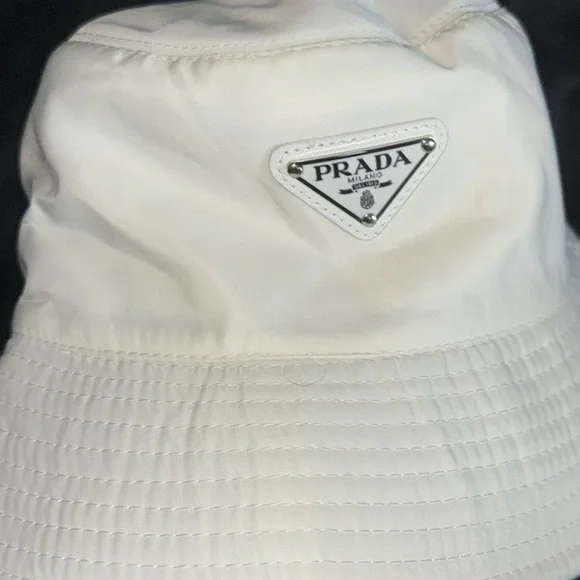 Prada Ivory Textured Hat display picture 2